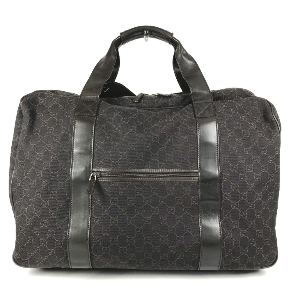 GUCCI 112270 GG Logo Bag, Travel Boston Canvas Leather, Men's/Women's, Brown